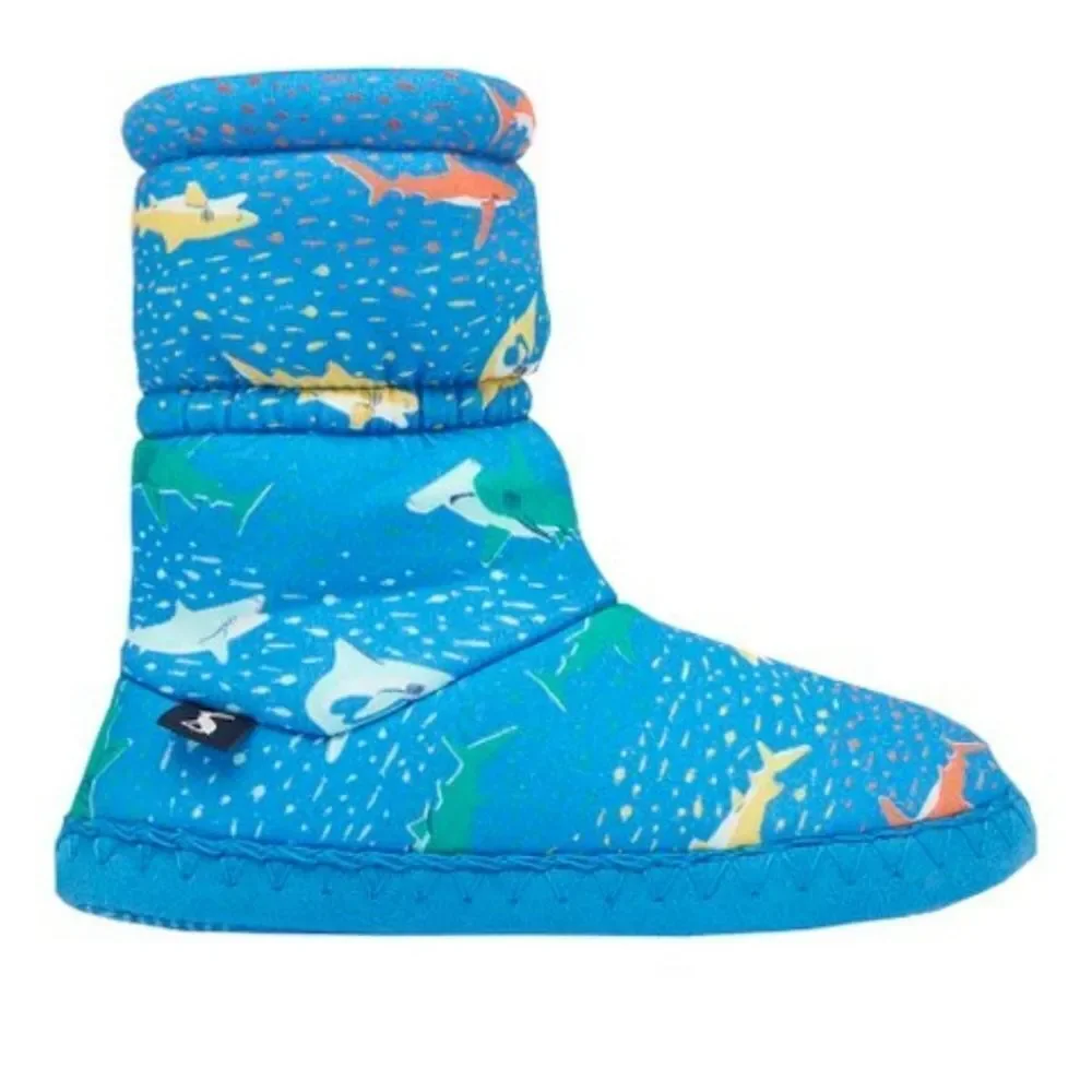 Joules Blue Rainbow Shark Padabout toddler Slipper Boot socks size 11 12…